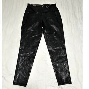 Ideology Womens 7/8 Length Leggings Pants Deep Black High Rise Side Pocket M New